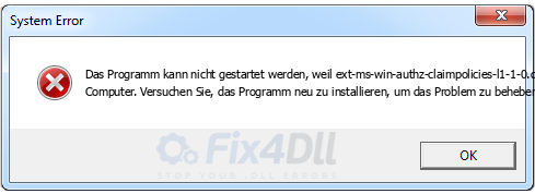 ext-ms-win-authz-claimpolicies-l1-1-0.dll fehlt