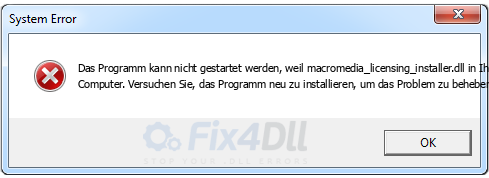 macromedia_licensing_installer.dll fehlt